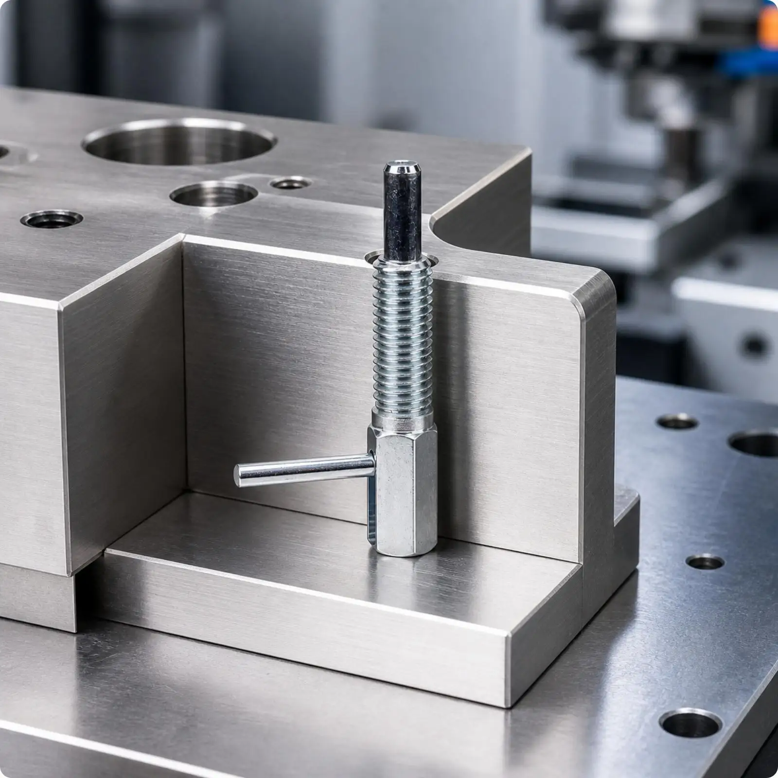 Durable Spring Loaded Pin Carbon Steel Finish for Manual Grip Engagement in Automation Fixtures