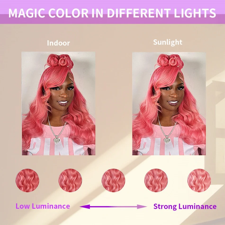 200 densidad rosa claro 13X6 onda del cuerpo hd peluca Frontal de encaje transparente 13X4 onda suelta 100% pelucas de cabello humano de colores para mujeres