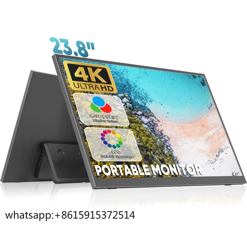 TLCRETE 23,8-дюймовый портативный ЖК-монитор USB-C UHD IPS HDR 180 °   Регулируемый второй экран 4K для домашнего игрового ноутбука, рабочего стока Avai