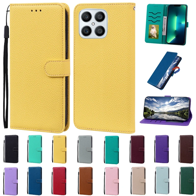 Pu Leather Wallet Flip Case For Huawei Honor X8 Case 2022 TFY-LX1 LX2 LX3 Shockproof Protect Magnet Book Case For Honor X8 Cover