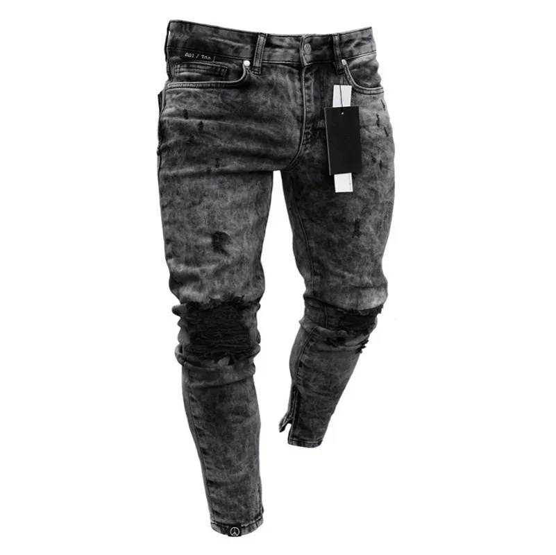 

New European and American Distressed Men's Jeans for Spring and Autumn 2024, Elastic Denim Leggings for Men
