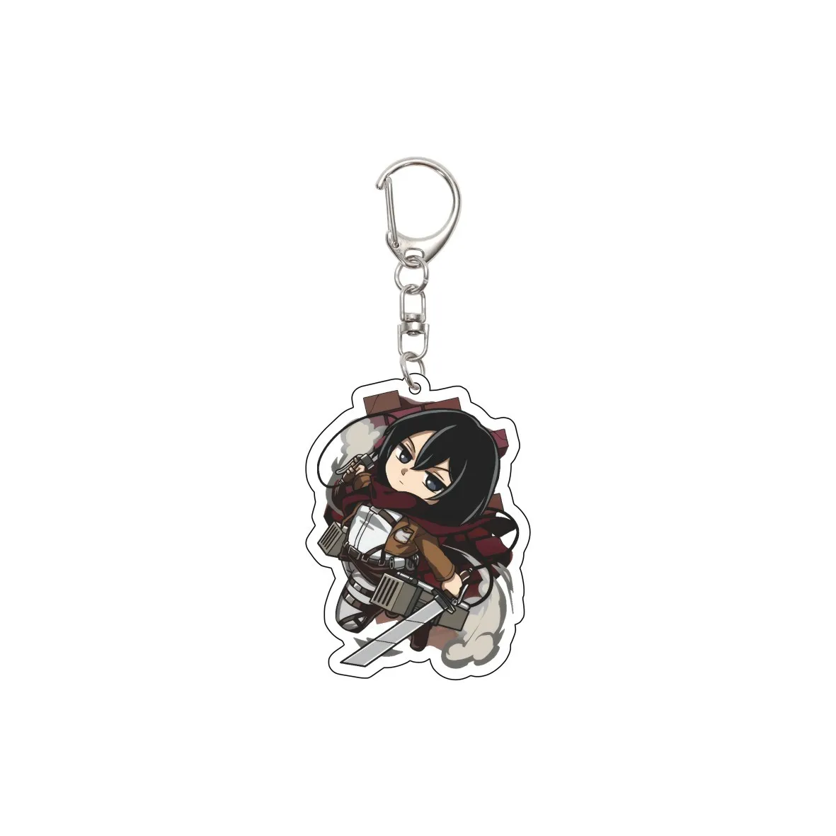 55MM Schlüsselanhänger Anime Attack on Titan Eren Jaeger Mikasa Ackerman Levi Ackerman Hanji Zoe Erwin Smith Acryl-Schlüsselanhänger Niedliche Geschenke