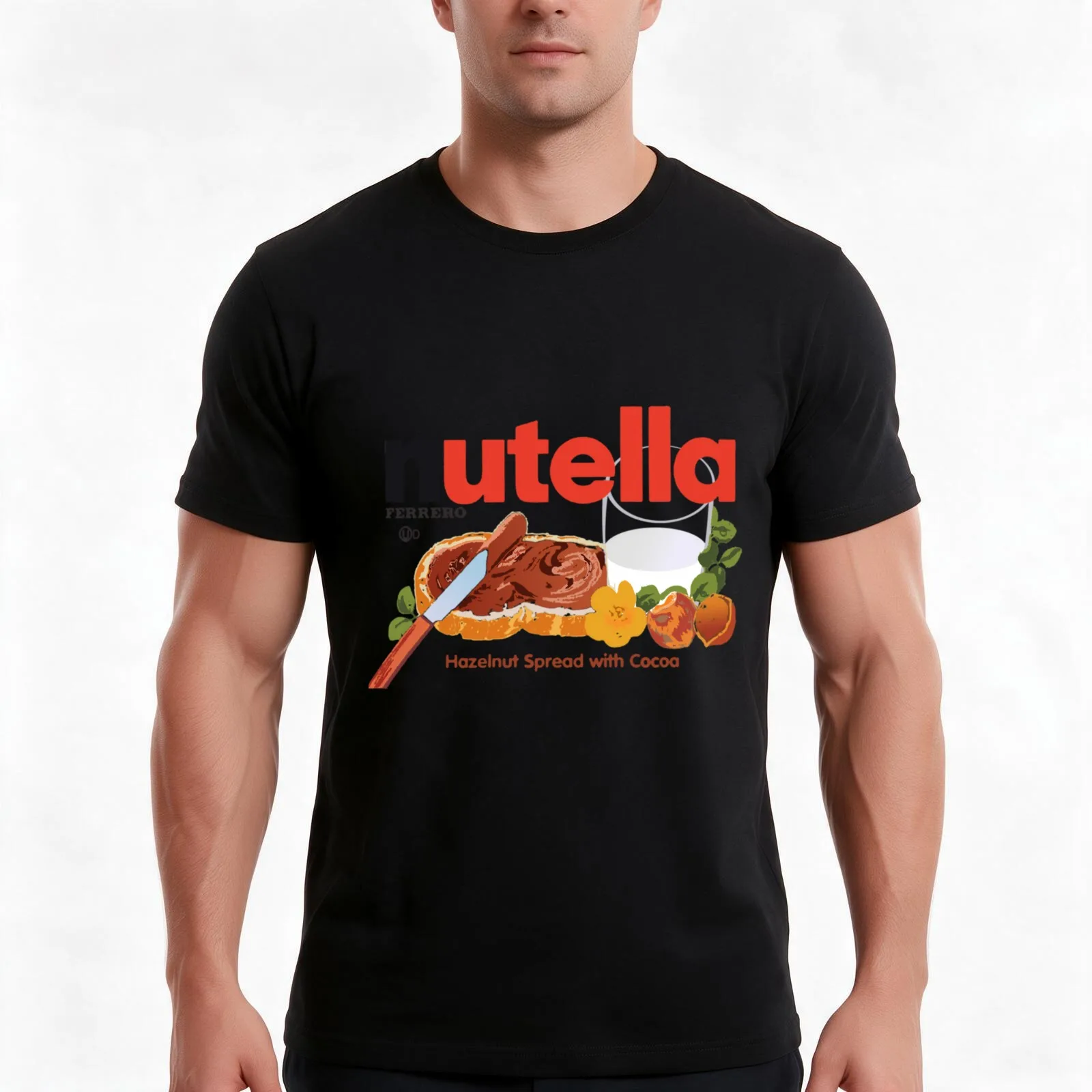 Iconic Nutella Hazelnut Cocoa Spread design \t T-Shirt, Summer Casual Cotton Tee, Oversized Streetwear Tops, Unisex Men Women