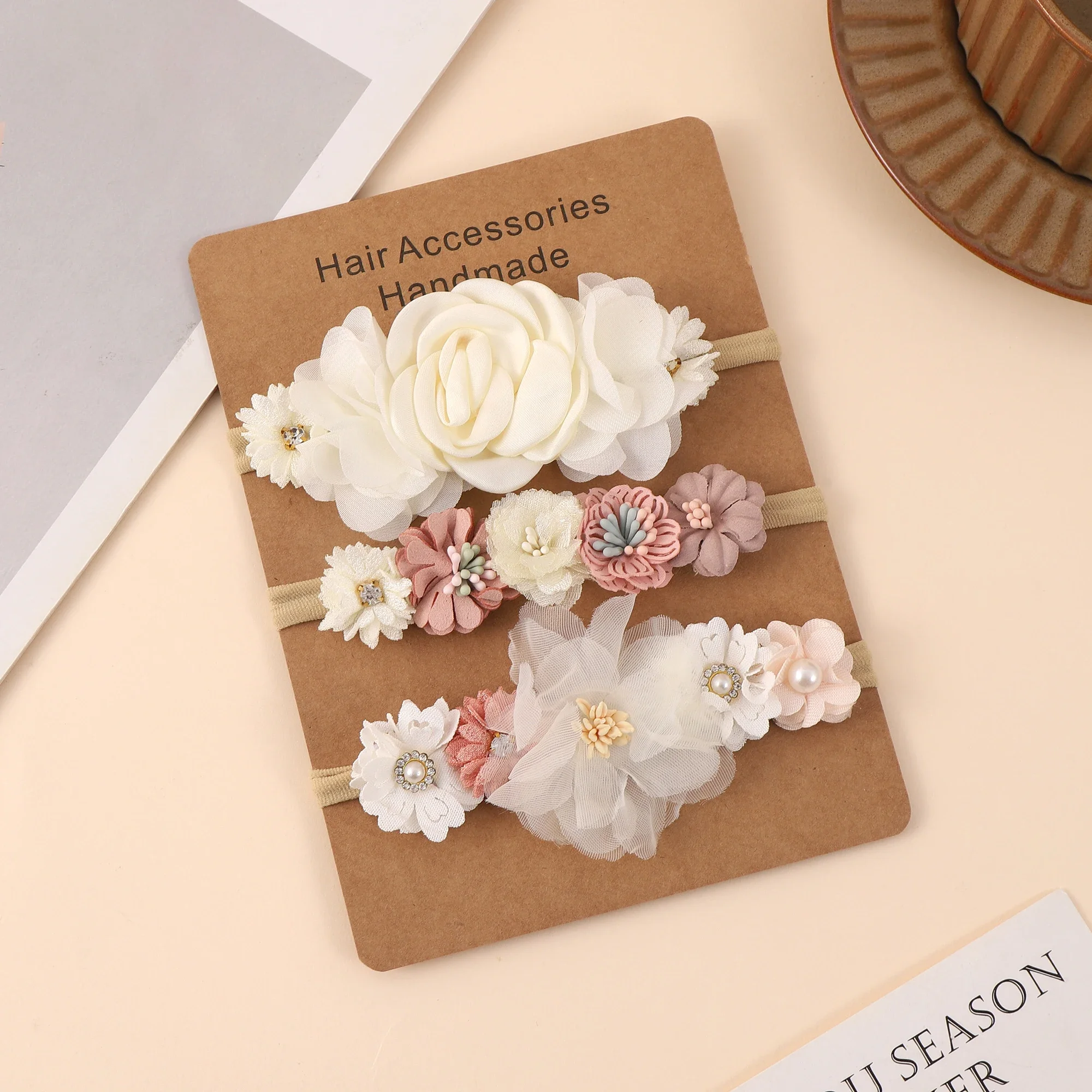 3 unidades/lote. Diadema para bebé, diadema elástica con motivos adorables, diadema con flor para recién nacidos, diadema para niñas pequeñas, accesorios para el cabello de niños.