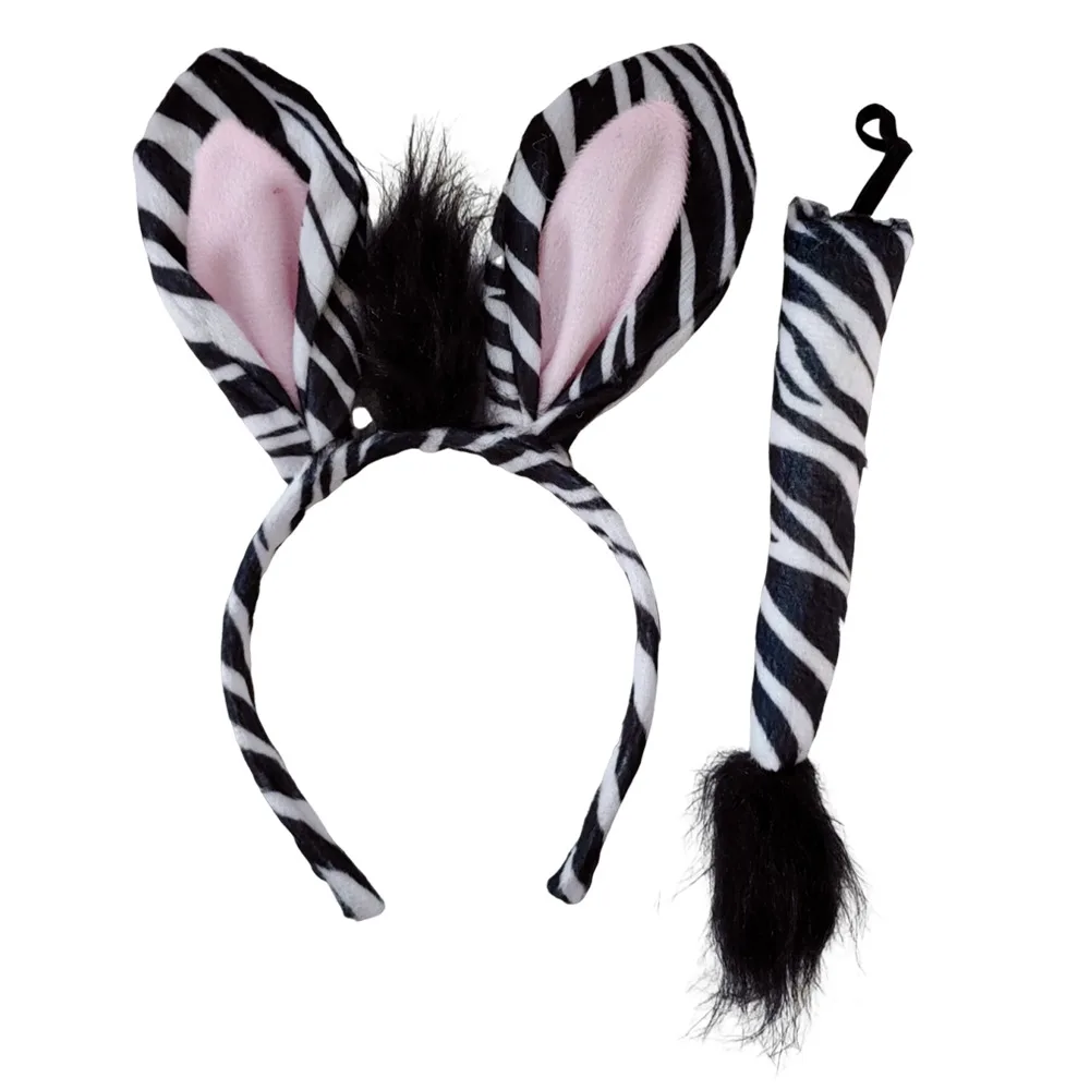 Cute Zebra Headband Set Unique Funny Animal Costume Props Performance Props Wearable Beast Ear Headband Animal Dress Up