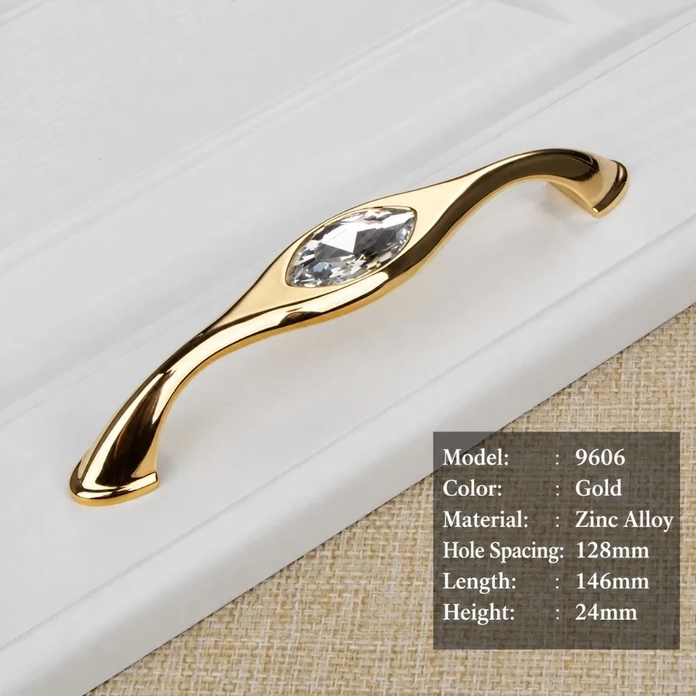 Rhinestone Crystal Cabinet Handle Shiny Sturdy Gold Drawer Pull Anti Rust Polished Furniture Knob Wardrobe Furniture Cabinet