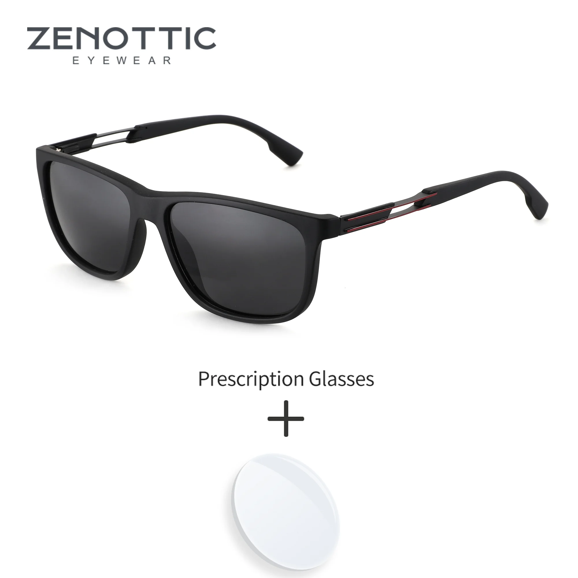 

ZENOTTIC XL Size Stylish TR90 UV400 Polarized Prescription Sunglasses For Men Square Myopia/Progressive Optical Sun Glasses