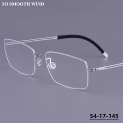 Handmade Gold Square Glasses Frame Men Women Ultralight Titanium Eyeglasses Screwless Spectacles Rectangle Comfortable Eyewear