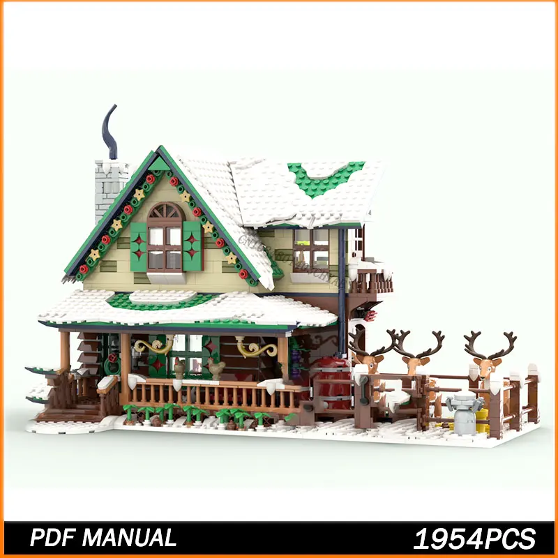 

1954PCS Winter Village Reindeer Ranch Modular MOC Creative street view Model Custom Puzzles Education Assembly Model Toys Gifts