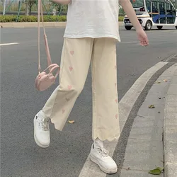 Harajuku Kawaii Japan Style Pants Women Cute Elastic Waist Casual Beige Trousers Soft Girl Oversize Autumn Loose Pants