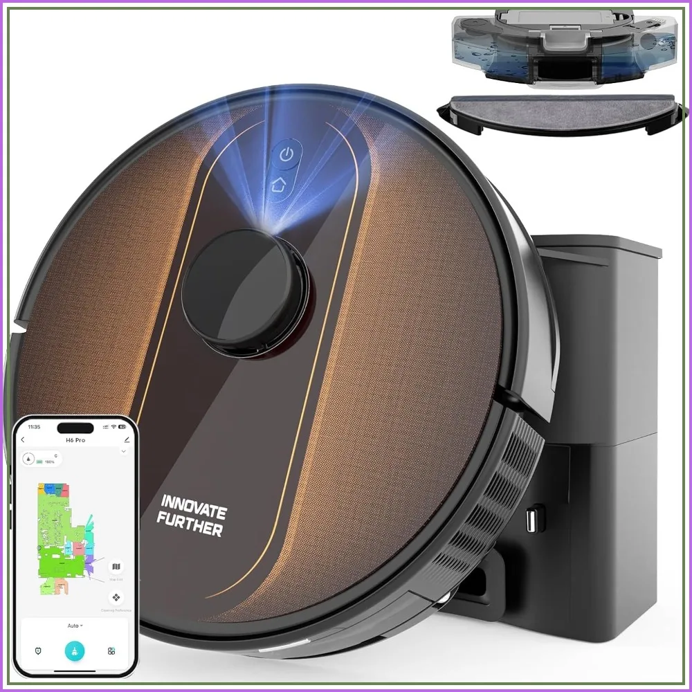 

6000Pa Robot Vacuum & Mop with LiDAR Mapping, 90-Day Self-Emptying, Alexa/APP, Ideal for Pet Hair, Hard Floors & Carpets