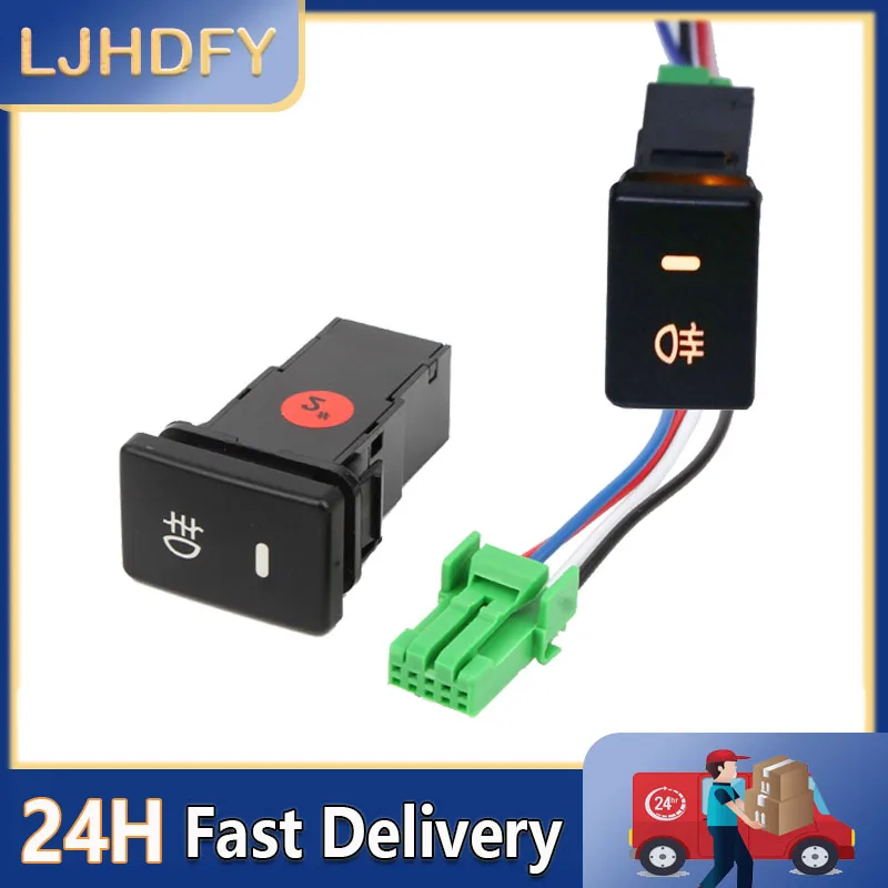 

Front/Rear Fog light Push Switch 4 Wire Button 12V Car Fog Light Switch for Vios Yaris Highlander Prius Ralink Corolla