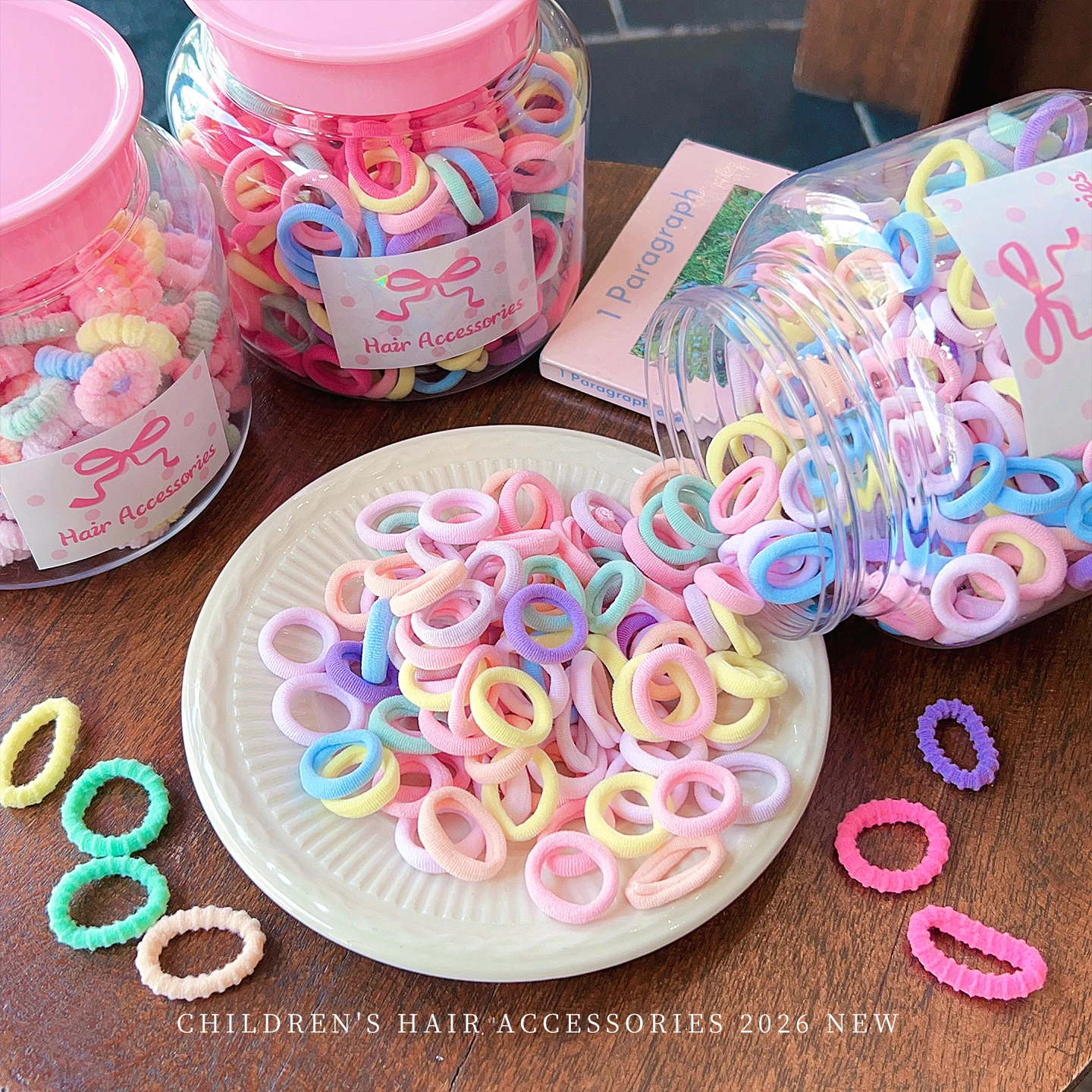 2026 Neue Weiche Strick-Mini-Haargummis für Kinder, Regenbogenfarben, Elastische Zopfhalter für Kleinkinder, Koreanische Mode Baby-Haarbänder Accessoires – Detail 4