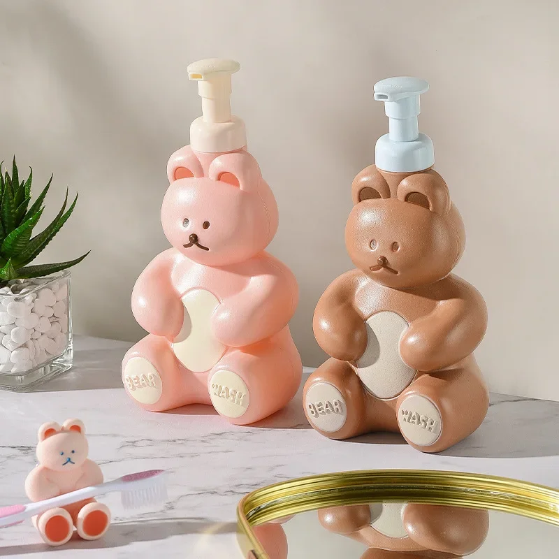 Cartoon Bear Foaming Soap Dispenser Bathroom Hand Sanitizer Shampoo Shower Gel Refillable Pump Bottle Making Foam Container