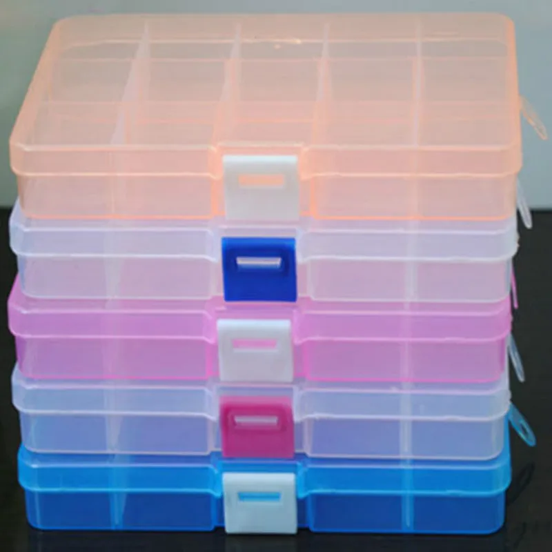 15 Grids Jewelry Plastic Storage Box Adjustable  Case Craft Organizer Beads Transparent Beads Pills Case