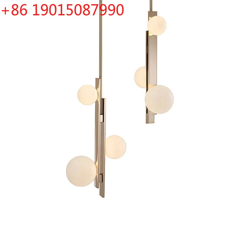 

American designer Bauhaus retro hotel bedroom bedside glass chandelier