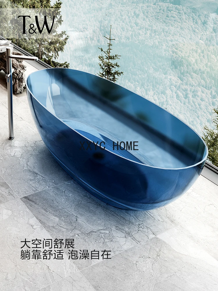 Transparent Bathtub Oval Artificial Stone Resin Color Crystal Independent Double Bathtub