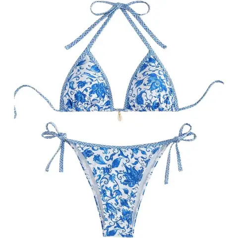 2026 New Halter String Triangle Two Piece Bikini Women Swimwear Female Swimsuit Bathers Bathing Swimming Suit Beachwear Summer