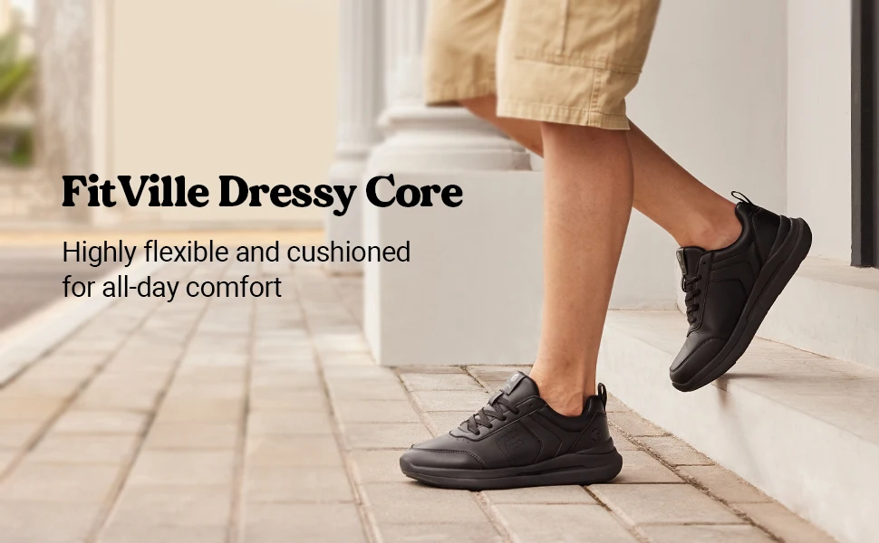 FitVille Herren-Freizeitschuhe aus Leder, breite Wanderschuhe, leicht, für geschwollene Füße, lindert Fußschmerzen – Detail 3