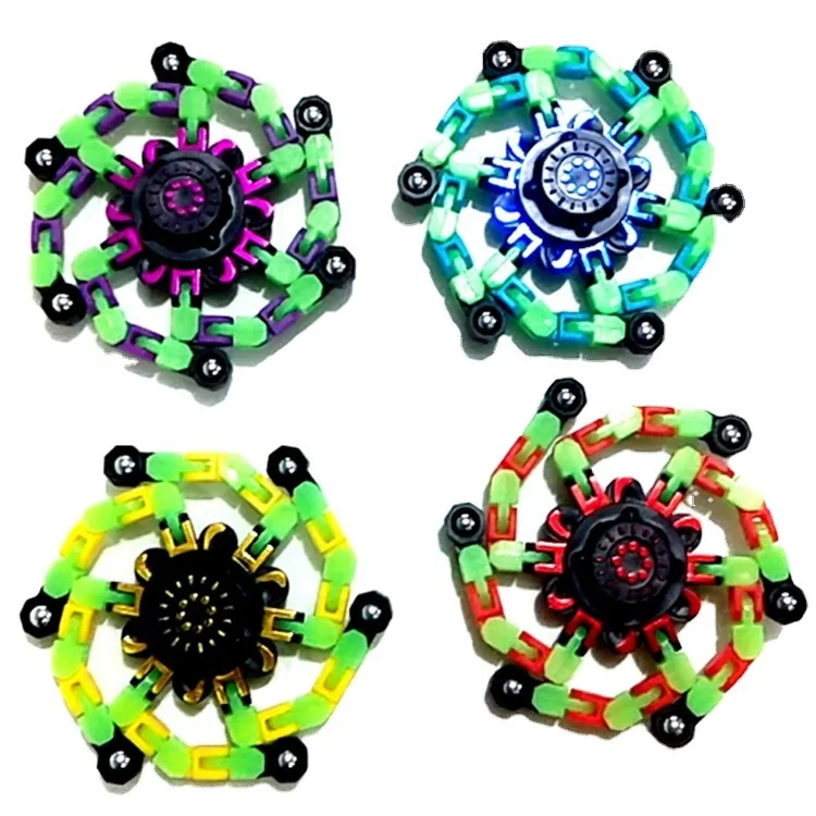 Noctilucence Spinning Fidget Toys Stress Relief Fingertip Flip Toys for Adults Kids Chain Mechanical Spiral Twister Boys Gift