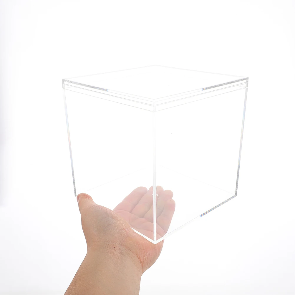 

Transparent Box Clear Plastic Cubes Display Case Decorate Office Boxes Square Containers