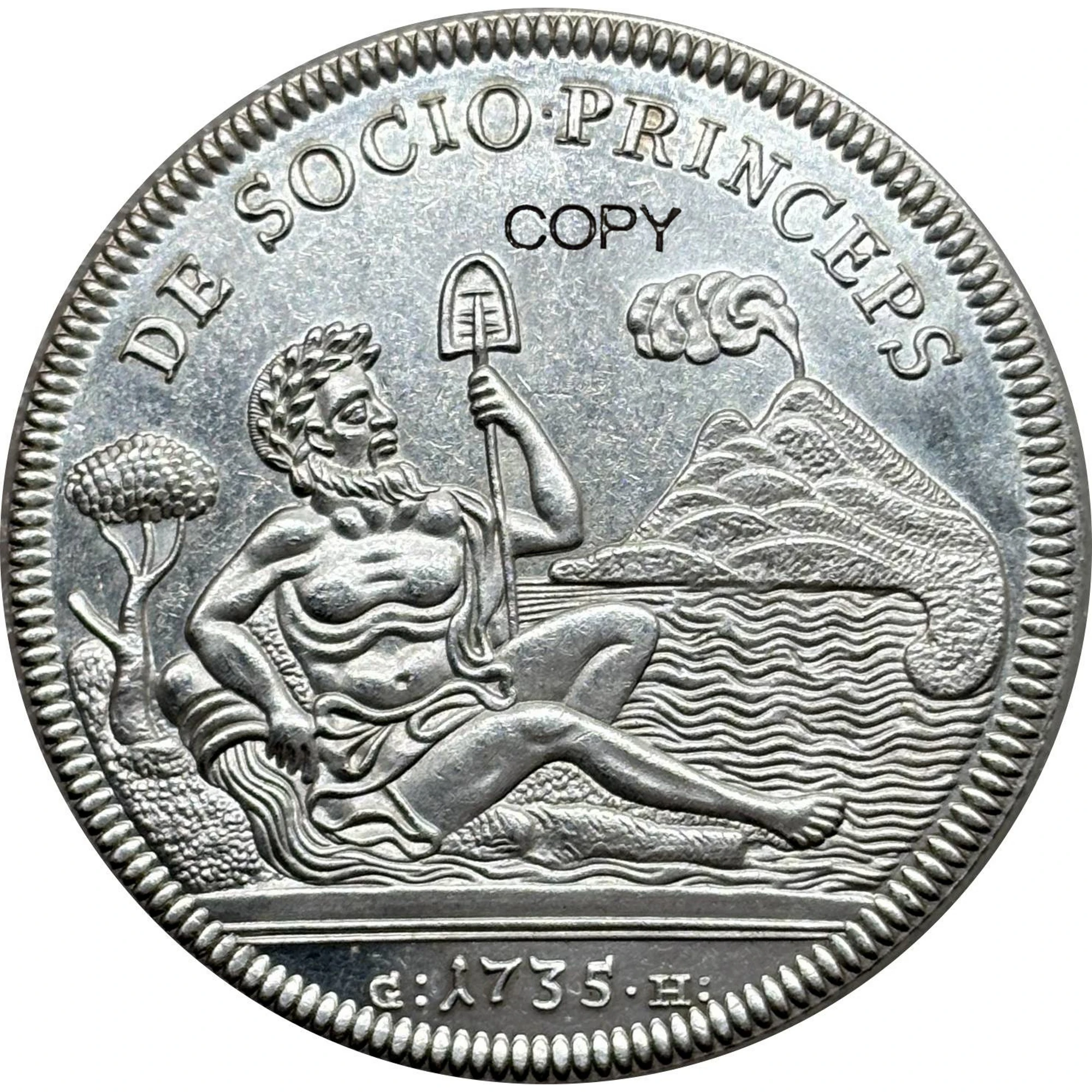 Monedas de colección conmemorativas del Reino de Nápoles, 1735, 120 Grana Carlo I, copia plateada en plata, de los Estados Italianos.
