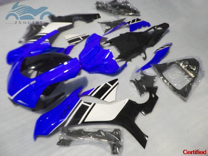 

Комплект обтекателей YZFR1 2015-2018 подходит для YAMAHA YZF R1 15 16 17 18 YZFR1 2016 2017, комплект обтекателей из АБС-пластика, сине-белые детали AD34