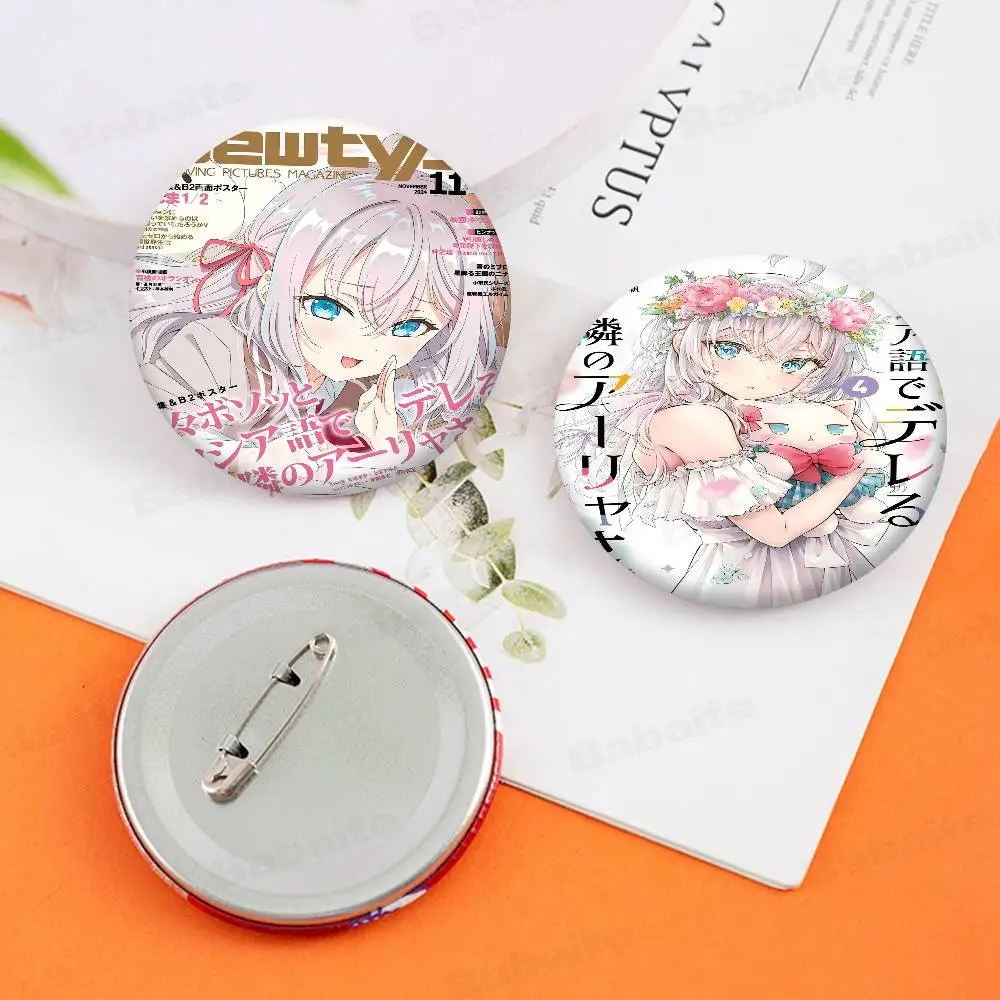 Anime Alya Sometimes Hides Soft Button Pin Bright Printed Icon Gift For Friends Badge Collar Brooch Lapel Pin Metal