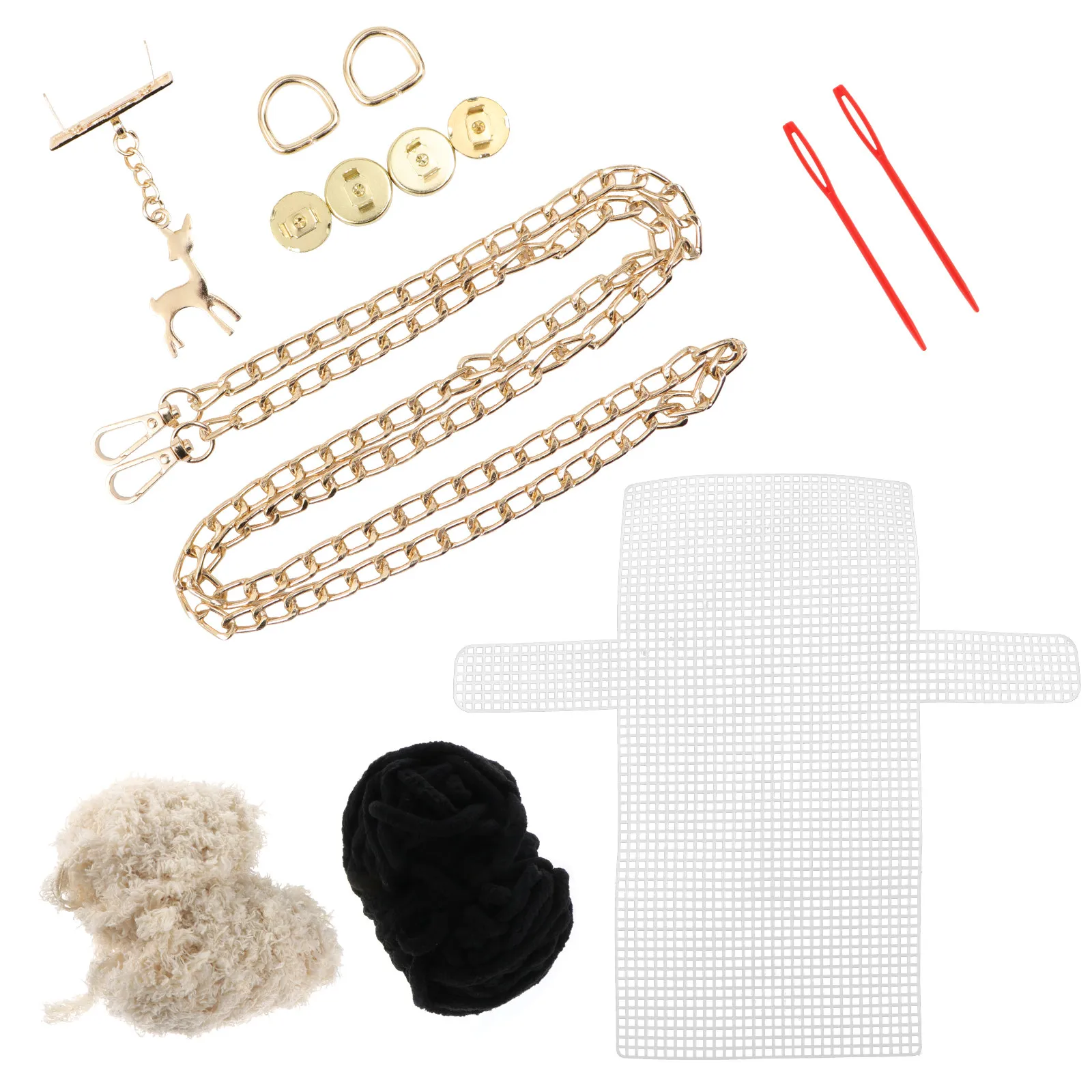 1Set DIY Purse Material Kit Woven Handmade Bag Crafting Set Includes Deer Pendant Mobile Phone Pouch Supplies