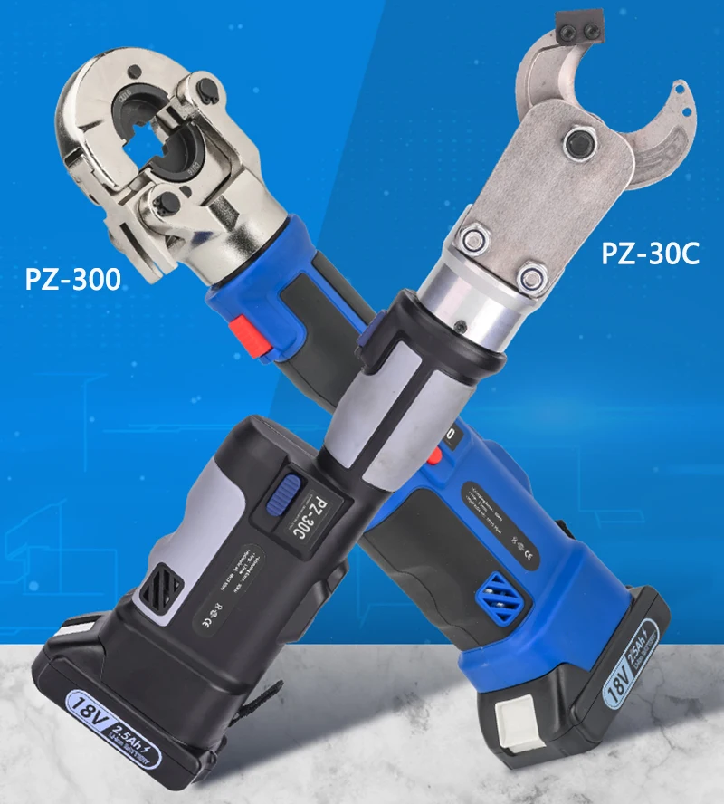 Electric Hydraulic Pliers Rechargeable Portable Crimping pliers 16-300mm2 + Electric Copper aluminum cable Cutter PZ-30C