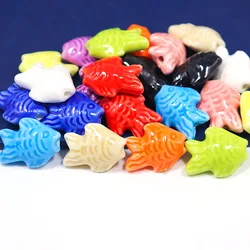 Colorful Little Fish Ceramic Beads For Jewelry Making DIY Earring Bracelet 15x20mm Color Ceramic Fish Jewelry Accessories