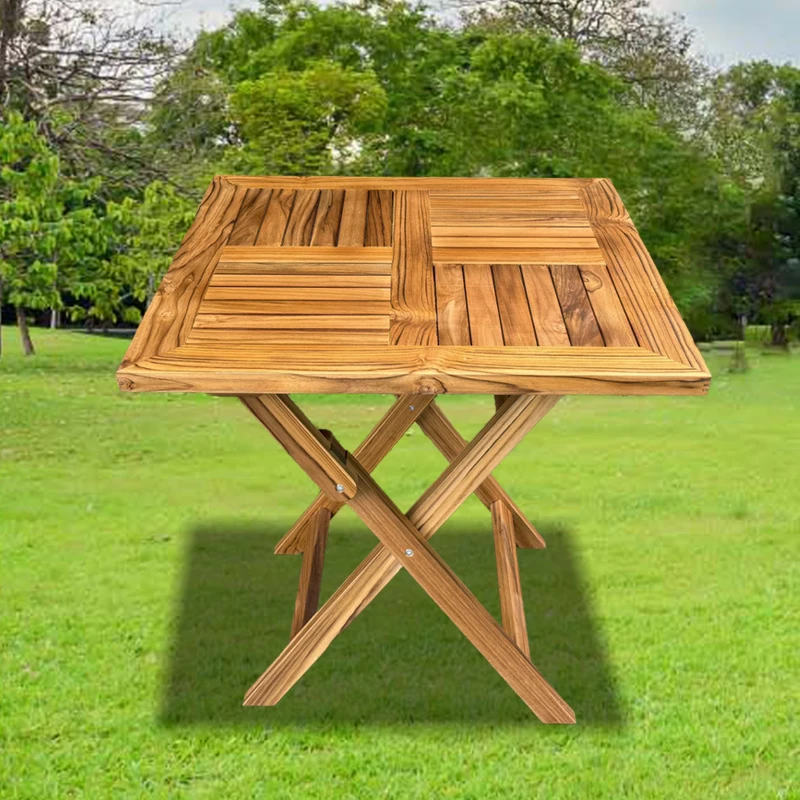 

Outdoor Dining Table for 2 Person Square Weather Resistant Patio Furniture for Yard Garden Lounge Teak Afternoon Lunch Table