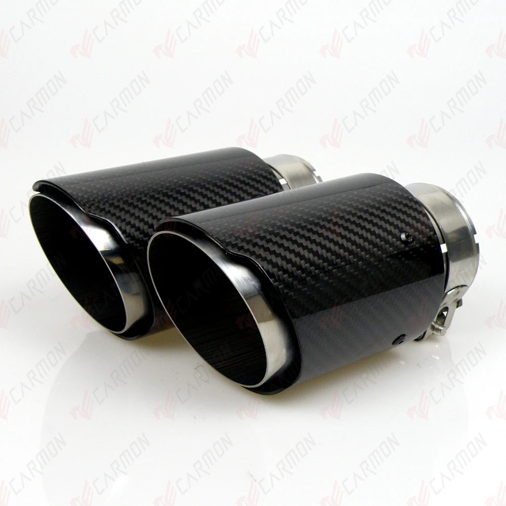 4pcs/set Car  Black Glossy Carbon Straight Edge Carbon Fiber Exhaust Tip Muffler Tip for Audi S3 V8 no logo