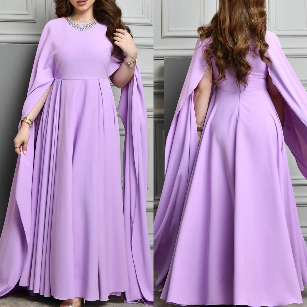 

Evening Prom Charmeuse Pleat Clubbing A-line O-Neck Bespoke Occasion Gown Midi es Saudi Arabia