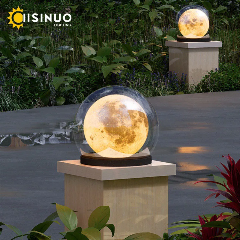 Creative Moon Pillar Lights Outdoor Waterproof LED Round Landscape for Home Decora Garden Porch Courtyard Villa Lighting Fixture