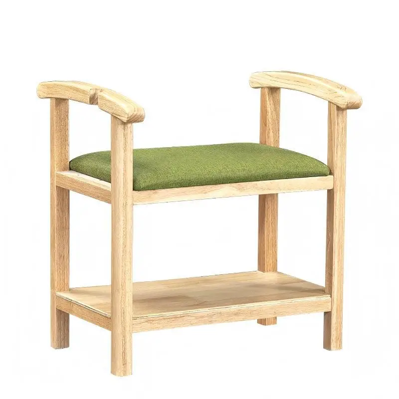 Solid Wood Rubber Wood Age-Friendly Shoe-Changing Bench for Porch, Nursing Home and Welfare Home