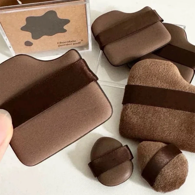 

6-piece Set Of Chocolate Biscuit Puff Powder Foundation Special Air Cushion Flocked Thumb Thumb Dry And Wet Use