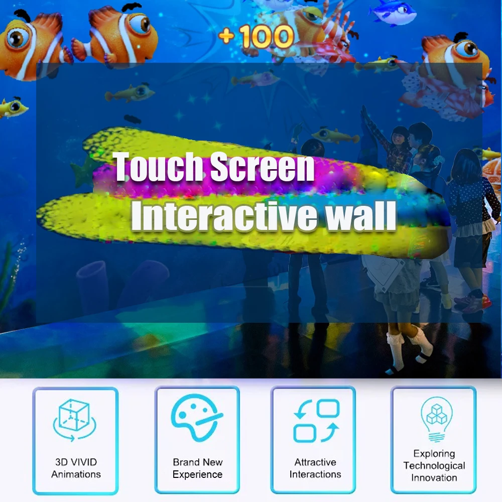 

16:9 400 Inch Projector Screen 3D Interactive Wall Floor Projection System Virtual Reality Touch 57 Games Effects Playgrounds