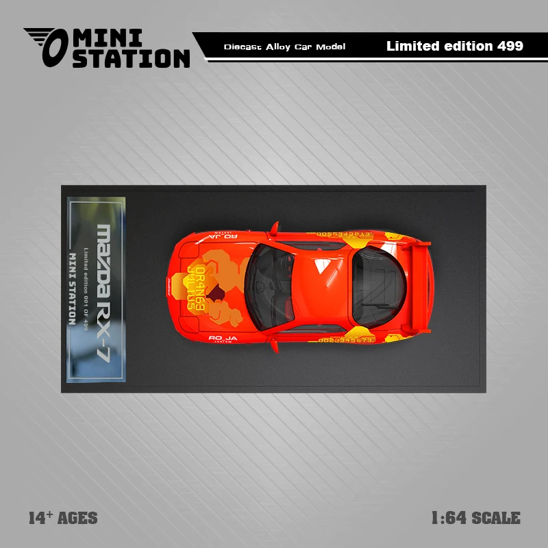 Mini Station 1:64 RX-7 Orange  limited499 Diecast Model Car