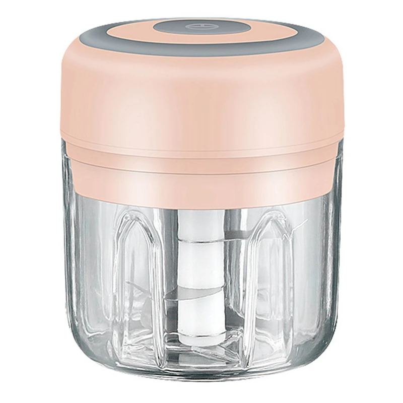 250ML Mini USB Electric Meat Grinder Garlic Chopper Rechargeable Crusher Food Processor Pink Easy Install