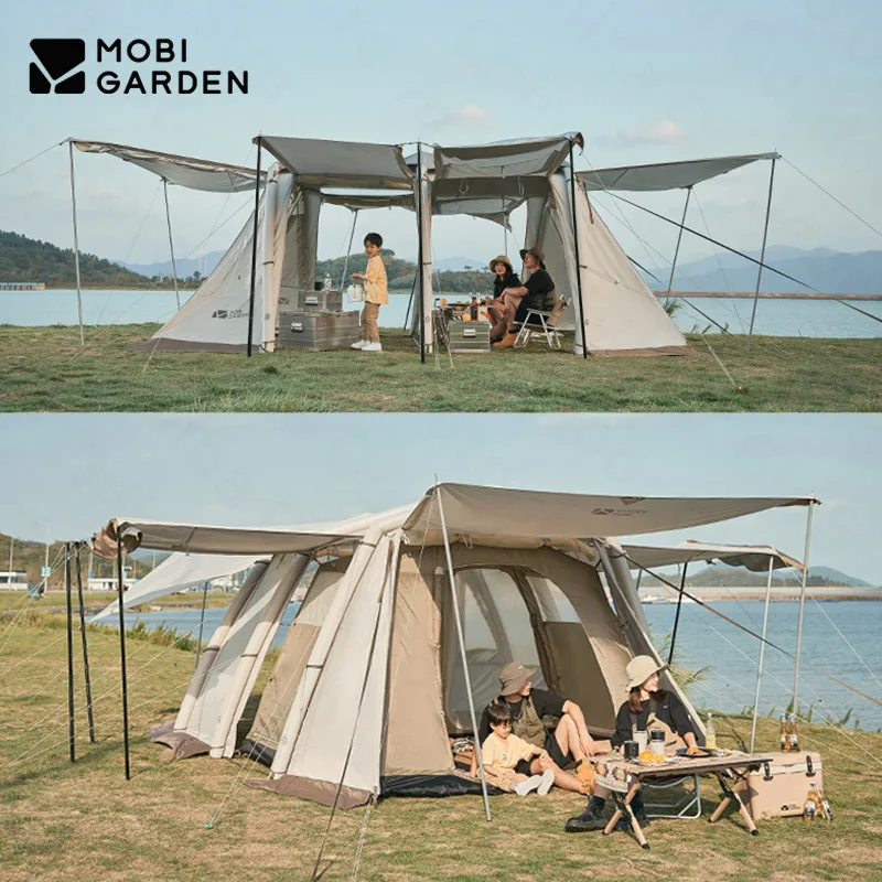 MOBI GARDEN Camping Outdoor Air Inflatable Tent 5-8 Person Large Space Family Luxury Folding Four Season Family Travel Tunnel