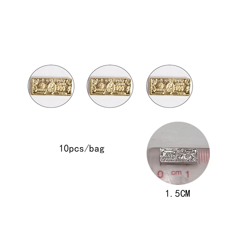 1box 3D Money Cartoon Nail Charms Luxury Dollars Rhinestones Jewelry Diamond Nail Art Manicure Tips Salon Decoration Tool