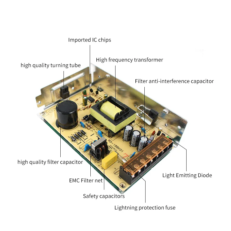 Alimentatore Switching AC DC 12V 15V 5V convertitore 220V trasformatore di illuminazione a LED 15W 24W 36W 60W 72W 100W 120W 200W 300W