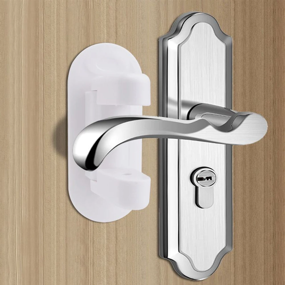 1PC Child Safety Door Handle Lock, No-Drill Anti-Opening & Anti-Pinch Baby Proofing，Punch-Free Childproof Device for Home