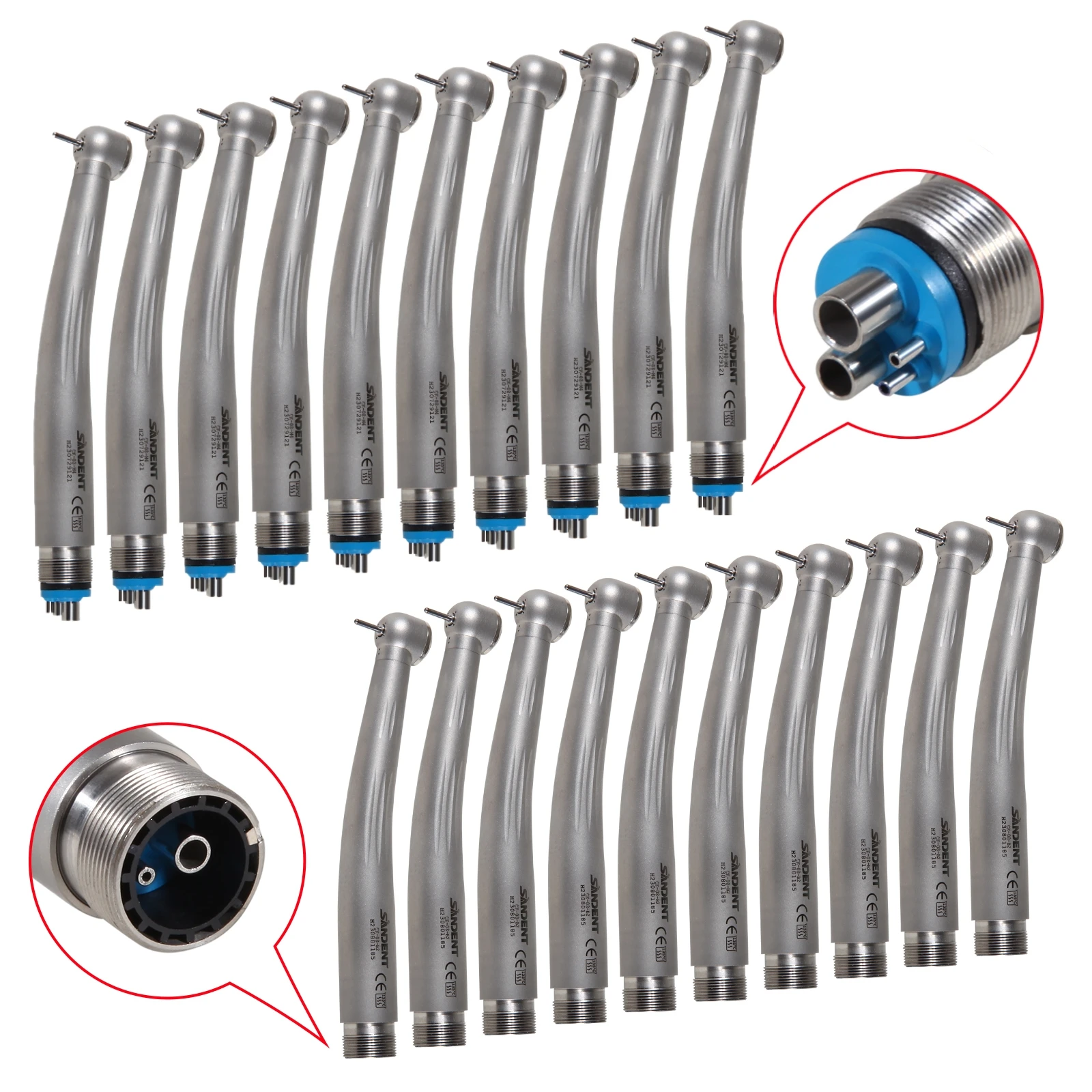 10Pcs Dental High Speed Handpiece Ceramic Bearings 2/4Holes NSK Pana Max Style One-piece Turbine Single Water Spray