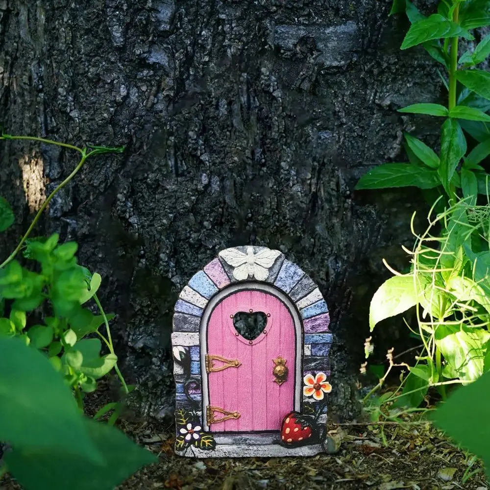 Art Wooden Fairy Door Hand Painted Mini Size Fairy Garden Door Miniature Rustic Finish Garden Miniature Door Fairy Home