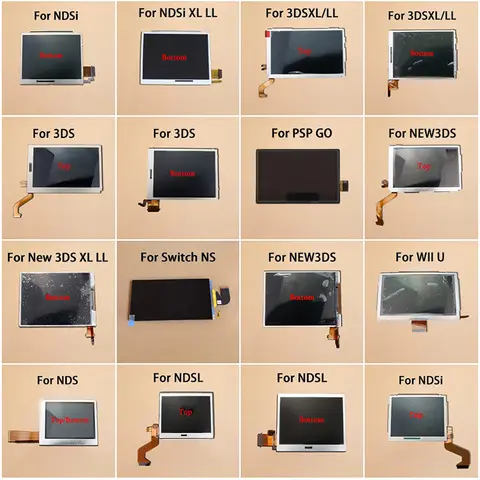 1PC Game Console Replacement Part Top Bottom Upper Lower LCD Screen Display For NDS NDSL NDSi New 3DS LL XL PSP GO Switch WII U
