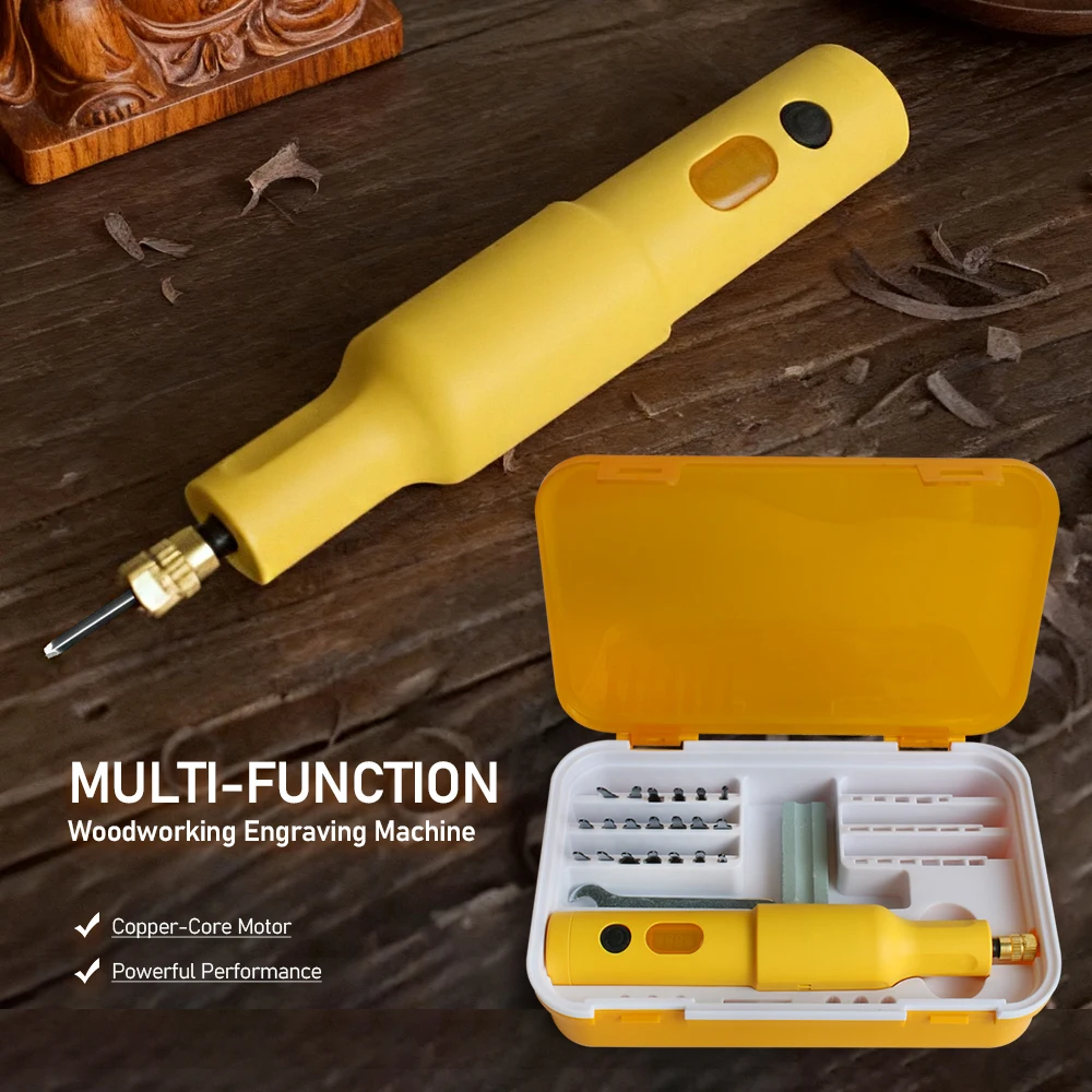 

Электрический набор долот для резьбы по дереву, 20 сменных лезвий, 4,2 В, беспроводной портативный ручной набор инструментов для гравировки для рукоделия