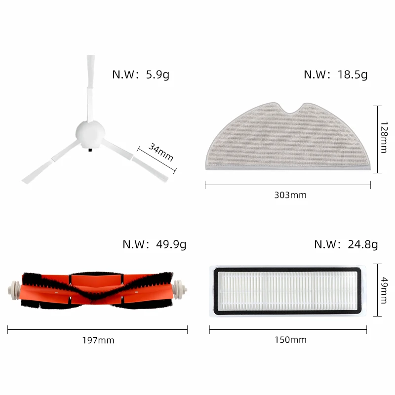 Dla Xiaomi Mijia 1C 1T 2C Mop 2 Pro + STYTJ01ZHM STYTJ03ZHM SKV4093GL Dreame F9 HEPA filtr główne boczne szczotki akcesoria do mopa