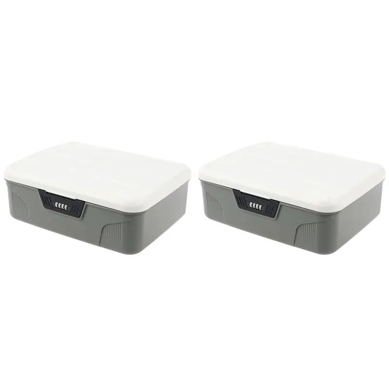

【LAST CHANCE】2X Lockable Container Plastic Lockable Box 4 Digit Password Organizer High Security Lockable Bin Sturdy Lockable Bi